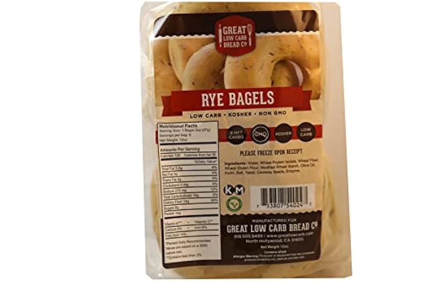 Great Low Carb Rye Bagels|12 Bags | Vegan Friendly| Kos
