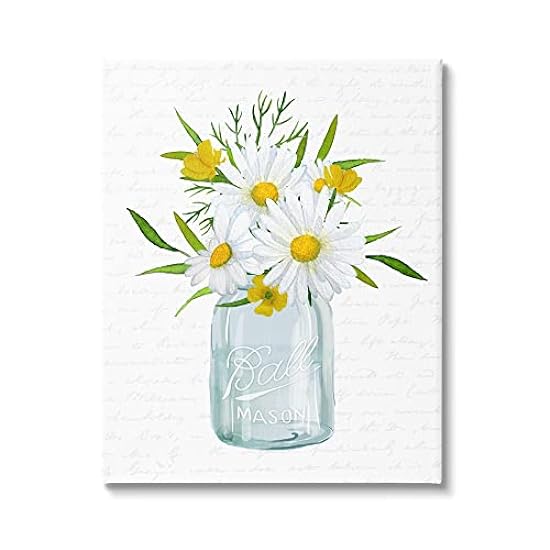 Stupell Industries Summer Daisies Arrangement Country Bouquet Vintage Script, Design by Lettered and Lined, Gallery Wrapped Canvas, 36 x 48 535408665