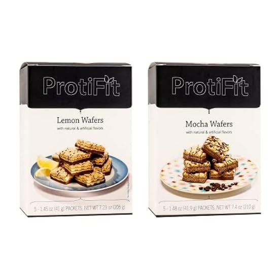PROTIFIT - High Protein Lemon & Mocha Wafer Bar 2 Pack, 15g Protein, Low Calorie, Low Carb, Low Fat, Trans Fat Free, Cholesterol Free, Ideal Protein Compatible, 5 Servings Per Box, (2 Pack) 532443043