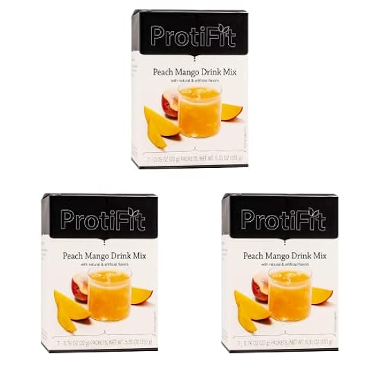 PROTIFIT - High Protein Peach Mango Fruit Drink 3 Pack, 15g Protein, Low Calorie, Sugar Free, Ideal Protein Compatible, 7 Servings Per Box, (3 Pack) 849949719