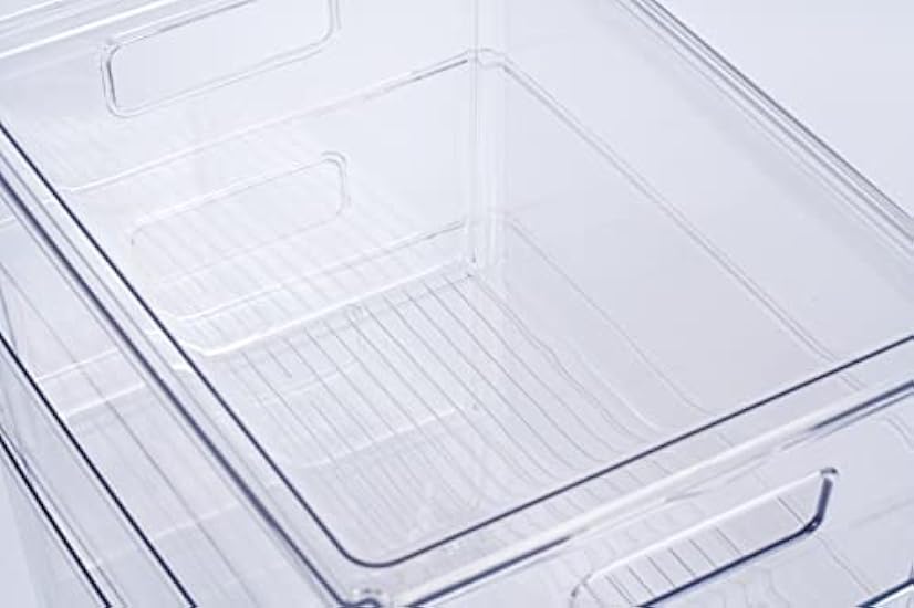 Ezee space Clear Plastic Storage Bins - 3 Pack Large Acrylic Storage Containers for Kitchen, Home, Office and Bathroom - 12X9X7 Freezer and Pantry bins for organizing 762239088
