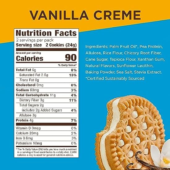 Catalina Crunch Vanilla Creme Keto Sandwich Cookies 10 - 1.7 oz Snack Packs (4 Cookies Per Pack) | Keto Snacks | Low Carb, Low Sugar | Vegan Cookies, Plant Based Protein Cookies | Keto Friendly Foods, Keto Dessert | Grab & Go 981774727