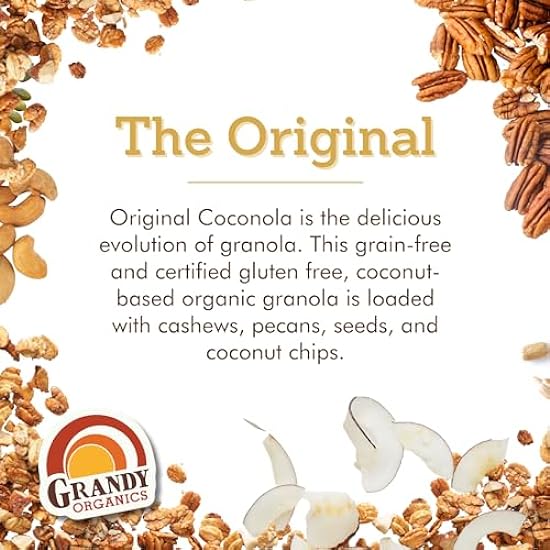 Grandy Organics Original Coconola Granola, Certified Organic Gluten Free Granola, Grain Free Granola, Original Flavor Coconola, Keto Certified and Paleo 9oz Each, Pack of 6 319753741