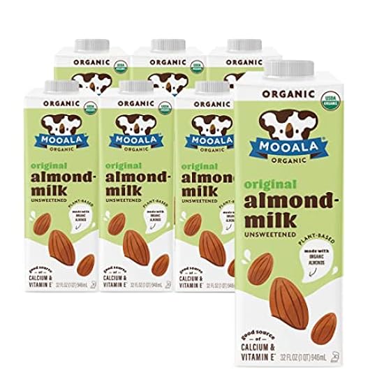 Mooala – Organic Almondmilk, Unsweetened, 32oz (Pack of 6) – Shelf-Stable, Non-Dairy, Gluten-Free, Vegan & Plant-Based Beverage with No Added Sugar (Unsweetened Original) 817863104