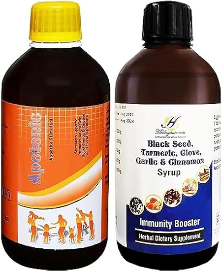 Herbogoanic Apetenic Syrup & Herbal Syrup with Black Seed, Turmeric, Clove, Cinnamon, and Garlic for Overall Wellness 8 oz Each 851613766
