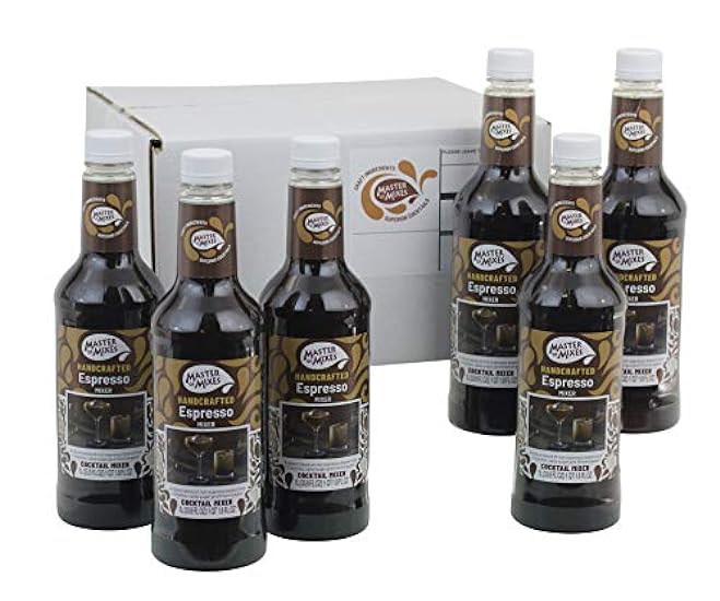 Master of Mixes Espresso Drink Mix, Ready to Use, 1 Liter Bottle (33.8 Fl Oz), Pack of 6 in Ecommerce Protective Packaging 744349191