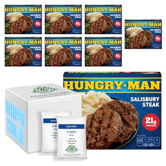 Salutem Vita - Hungry-Man Salisbury Steak Frozen Dinner, 16 oz - Pack of 8 211416652