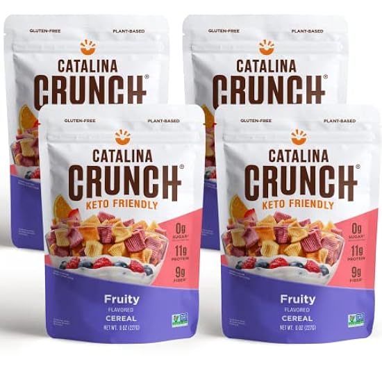 Catalina Crunch Fruity Keto Cereal 4 Pack (8oz Bags) | Low Carb, Sugar Free, Gluten Free | Keto Snacks, Vegan, Plant Based Protein | Breakfast Protein Cereals | Keto Friendly Food 137761009