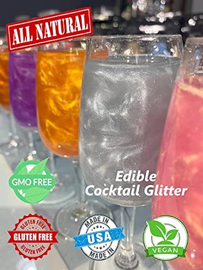 Snowy River Cocktail Glitter - Kosher Natural Drink Glitter, Wine Glitter, Beer Glitter, Beverage Glitter (56 Gram (2 Ounce), Silver) 453274785