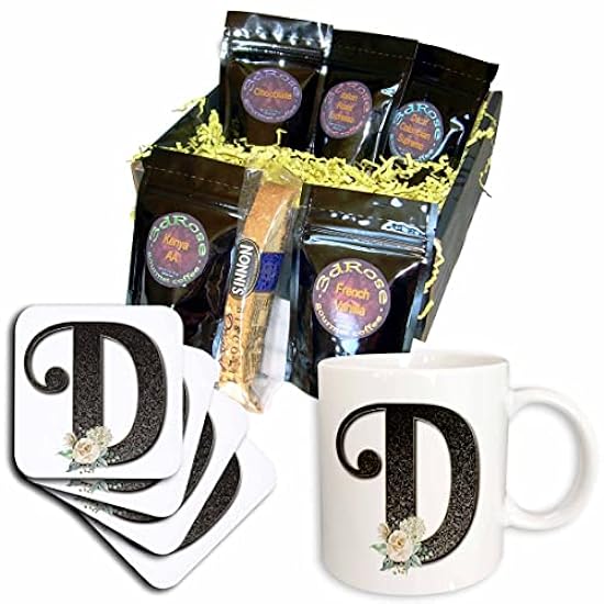 3dRose Monogram Initial D With Pretty White Floral - Co