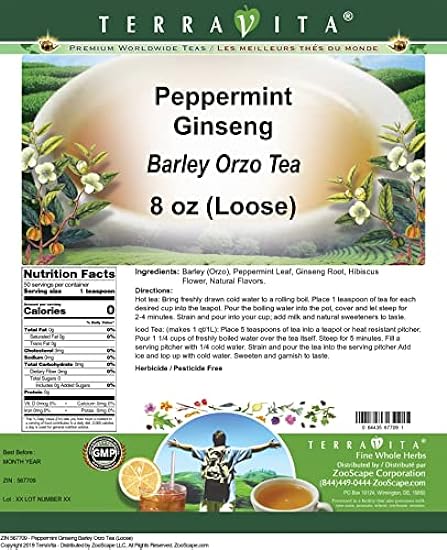 Peppermint Ginseng Barley Orzo Tea (Loose) (8 oz, ZIN: 567709) - 3 Pack 455479649