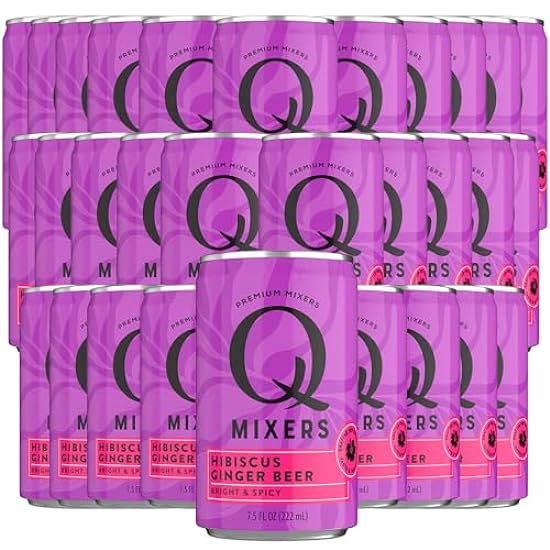 Q Mixers Hibiscus Ginger Beer Premium Cocktail Mixer Made with Real Ingredients 7.5oz Can | 30 PACK 18703951