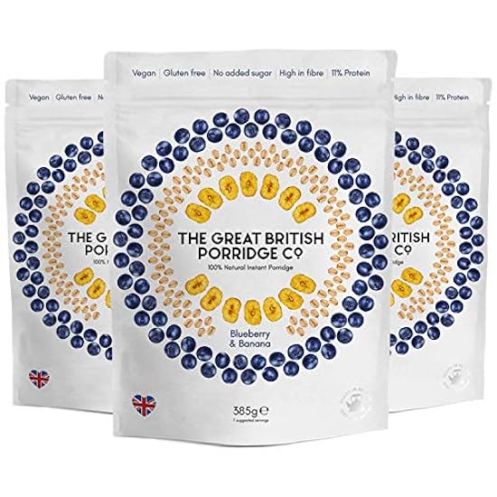 The Great British Porridge Co Gluten Free & Vegan Friendly Nutritious Instant Porridge (Blueberry & Banana, 3-Pack) 342903894