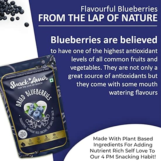 SnackAmor Dried Blueberry, NON - GMO, High Antioxidant, Great for Salad, Ready To Eat Super food, Healthy Diet Snacks (Pack of 2) 338922888