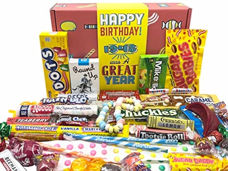 RETRO CANDY YUM ~ 1948 76th Birthday Gift Box Nostalgic Candy Mix from Childhood for 76 Year Old Man or Woman Born 1948 Jr 396542201