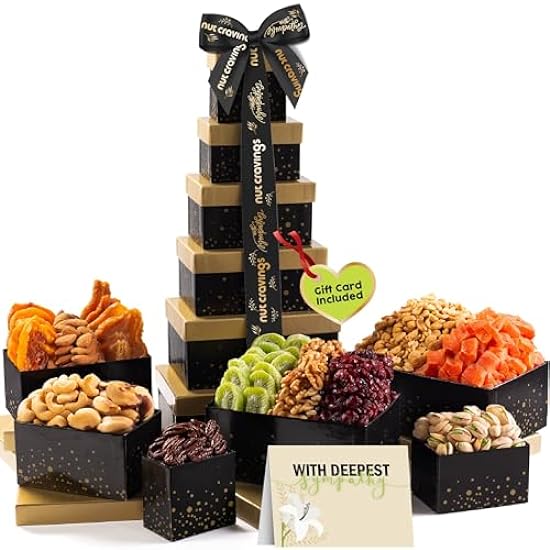 Nut Cravings Gourmet Collection - Congratulations Tower Gift Basket, Nuts & Dried Fruits with Congrats Ribbon + Greeting Card (12 Assortments) Food Platter Care Package Healthy Kosher Snack 467788742