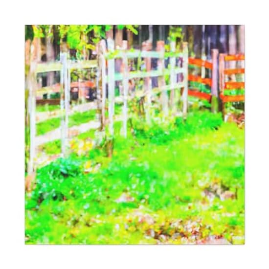 Fencing In the Barnyard - Canvas 36″ x 36″ / Premium Gallery Wraps (1.25″) 140611282