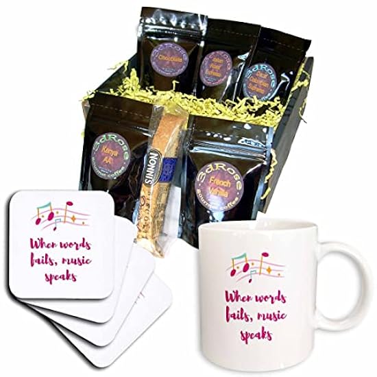 3dRose Colorful Design with Text of When Words Fails,Music... - Coffee Gift Baskets (cgb-369224-1) 865755458