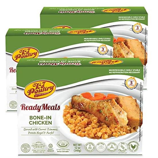 Kosher Bone In Chicken & Kugel, MRE Meat Meals Ready to Eat, Shabbos Food (3 Pack) Prepared Entree Fully Cooked, Shelf Stable Microwave Dinner - Travel, Military, Camping, Emergency Survival 593826990