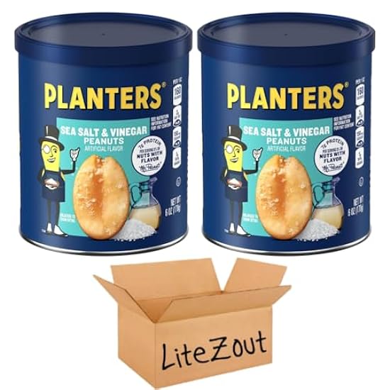Planters Sea Salt & Vinegar Peanuts 6 oz Canisters (2 P