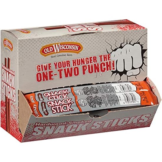 Old Wisconsin Turkey Sausage Snack Sticks, Naturally Smoked, Ready to Eat, High Protein, Low Carb, Keto, Gluten Free, Counter Box, 42 Individually Wrapped Sticks  322649652
