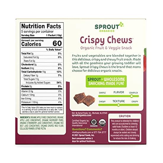 Sprout Organic Toddler Snacks, Crispy Chews, Red Berry & Beet, 3.15 oz - Pack of 10 692512462