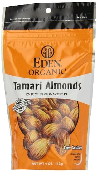 Eden Organic Tamari Almonds, Dry Roasted, 4-Ounce Packa