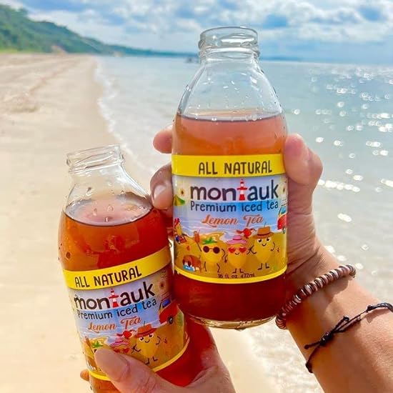 Montauk Beverageworks Premium All-Natural Iced Tea, 16 Fl Oz Glass Bottles (Lemon, Pack of 12) 562090712