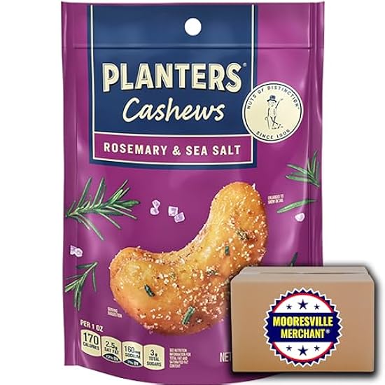 Planters Cashews Rosemary & Sea Salt, 5 oz, 3 Bags with Mooresville Merchant Decal 213240282