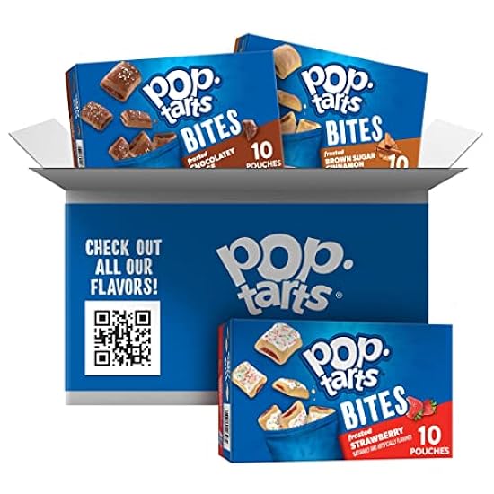 Pop-Tarts Baked Pastry Bites, Kids Snacks, School Lunch, Variety Pack (3 Boxes, 30 Pouches) 787240859