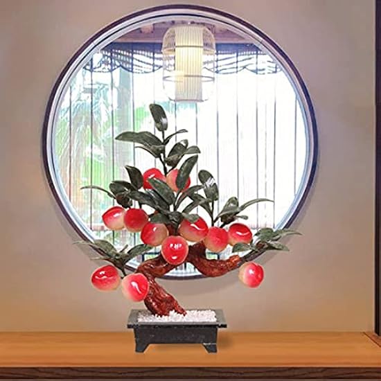 MKYOKO Artificial Bonsai Tree 1pcs Artificial Jade Carved Shou Peach Tree Home Office Decor Jade Flat Peach Decorative Bonsai Ornaments Handcrafted Sculpture 12.5 Inch Simulation Bonsai Trees 479158863