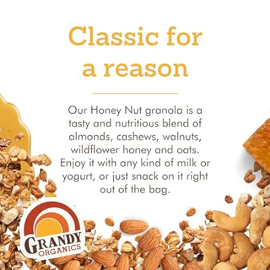 Grandy Organics Honey Nut Gluten Free Granola - Certified Organic, Non-GMO, Lower Sugar, Family Value Size 2 Pound Bags, Bulk Pack of 2 31843282