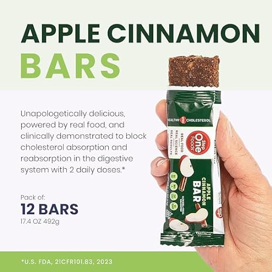 Step One Foods Apple Cinnamon Bars, Heart Healthy Snack Plant Sterols, Omega 3´s and Dietary Fiber Gluten Free Vegan Granola Bar (12 Pack) 573532112