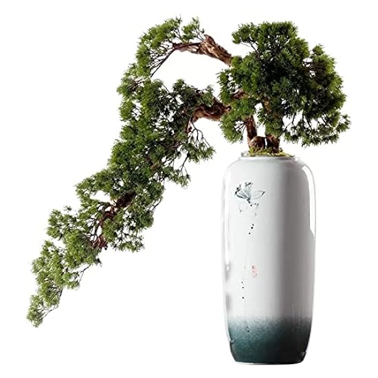 Artificial Bonsai Tree Artificial Bonsai Tree New Chinese-style Green Simulation Welcome Pine Bonsai Tree Large Interior Decoration Simulation Potted Plant with Ceramic Vase for Decoration, Desktop Di 593033235