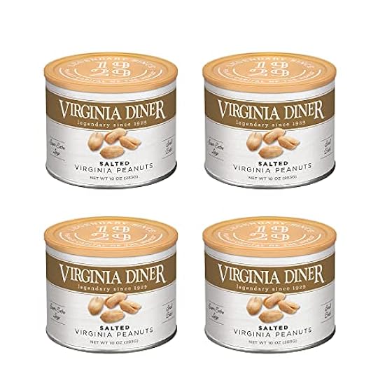 Virginia Diner - (4 pack) Salted Extra Large Virginia Peanuts 9oz Cans Gourmet Natural Treat for Snacks or Gifts 668733248