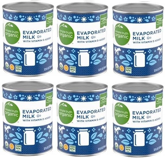 Pack Of 6 Organic Evaporated Milk with Vitamin D Added 