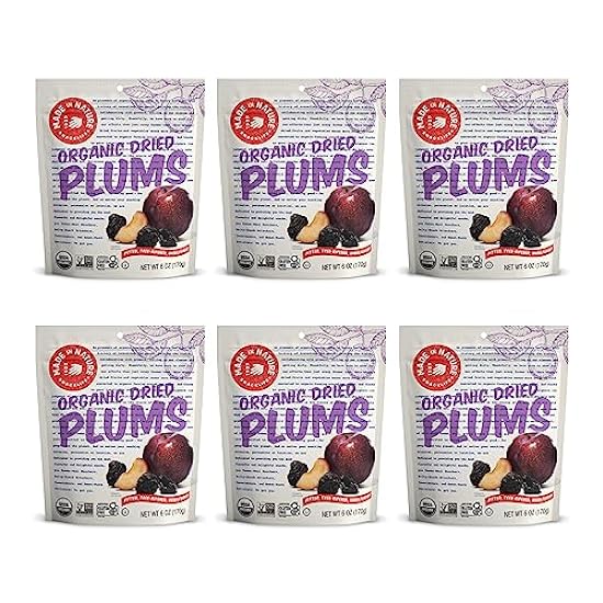 Made In Nature Organic Dried Plums, 6 Ounce (Pack of 6)