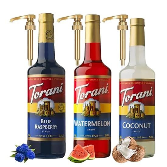 Summer Syrup 3 Pack, Blue Raspberry, Watermelon, Coconu