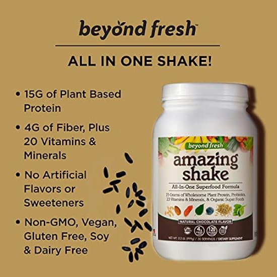 Beyond Fresh Amazing Shake, Superfood Formula, Plant Protein Based, Low Net Carbs, Wholefood Protein, Meal Replacement, Natural Chocolate Flavor, 999 Grams, White 721682528