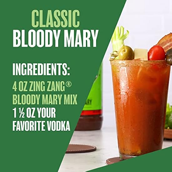 Zing Zang Bloody Mary Mix, Non-Alcoholic Cocktail Mixer with a Bold-Tasting Seven Vegetable Juice and Spice Blend, 7.5 Fl Oz Cans (Pack of 24) 952512553