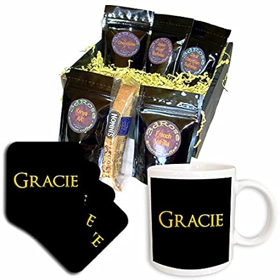 3dRose Gracie cool girl name in the America. Yellow on black... - Coffee Gift Baskets (cgb_349275_1) 641706150