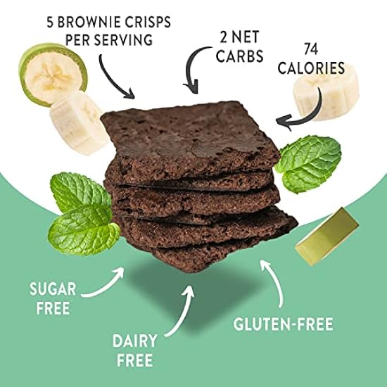 Bantastic Brownie Keto Snack, Mint Chocolate Crisps - Crunchy Thin, Naturally Sweet Sugar Free Brownies Snack, Gluten Free, Low Carb, Dairy Free, 3 Oz Ea (Pack of 6) 797637540