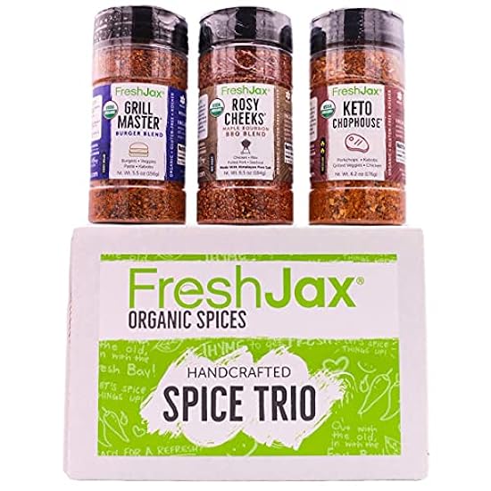 Handcrafted Grilling Spice Gift Sets by FreshJax (Grill & BBQ) - Certified Organic Seasonings, Gift Box Included, Small Business on a Mission 514132411
