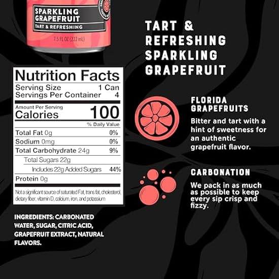Q Mixers Sparkling Grapefruit, Premium Sparkling Grapefruit: Real Ingredients & Less Sweet, Natural, 7.5 Fl Oz (Pack of 24) - Package May Vary 477605750