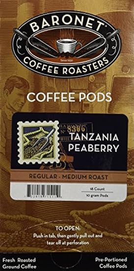 Baronet Tanzania Pea Berry Coffee, 108 Count (Pack of 6