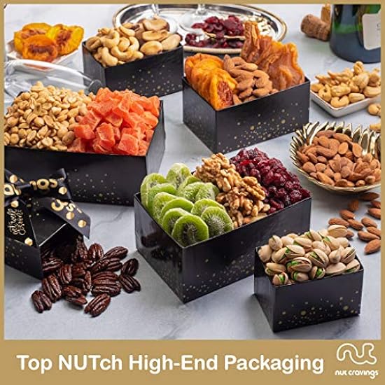Nut Cravings Gourmet Collection - Get Well Soon Dried Fruit & Nuts Tower Gift Basket with Get Well Soon Ribbon (12 Assortments) Care Package Variety Tray, Kosher Snack Box 525356851