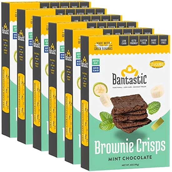 Bantastic Brownie Keto Snack, Mint Chocolate Crisps - Crunchy Thin, Naturally Sweet Sugar Free Brownies Snack, Gluten Free, Low Carb, Dairy Free, 3 Oz Ea (Pack of 6) 775118730