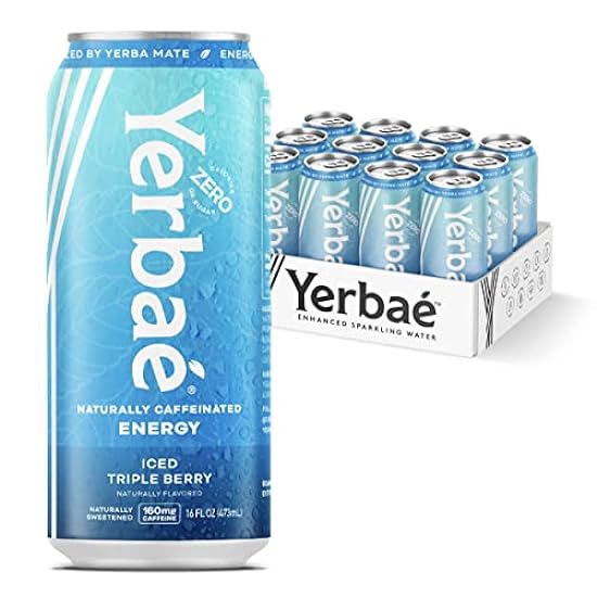 Yerbae Energy Beverage - Iced Triple Berry, 0 Sugar, 0 Calories, 0 Carbs, Energized by Yerba Mate, Plant-Based, Healthy Alternative to Sugary Energy Drinks, 16oz cans (12 Pack) 244603887