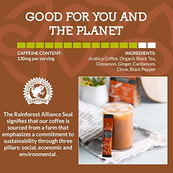 Cusa Tea & Coffee | Premium Instant Dirty Chai | Rainforest Alliance Certified Arabica Beans | Hot or Cold Brew Drink Mix Packets (30 Single Servings) 61416760