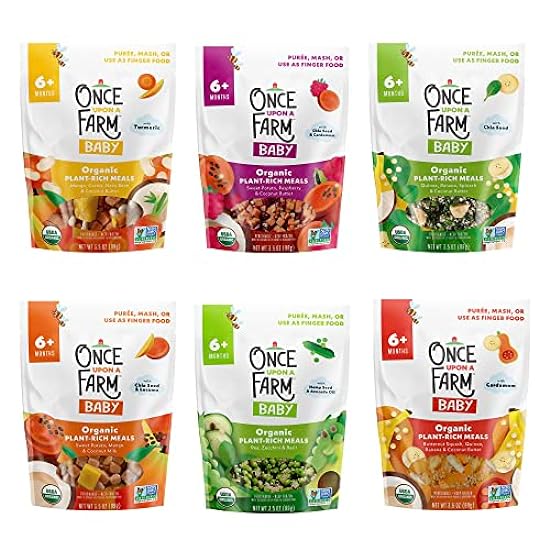 Once Upon a Farm | Frozen Organic Baby Food Sampler Pack | 6 Meal Flavors | 24ct | 3.5oz 826782085